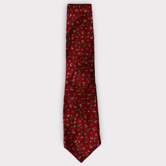 Vintage Woodward 100% Silk Red Holiday Christmas Neck Tie - Picture 1 of 6